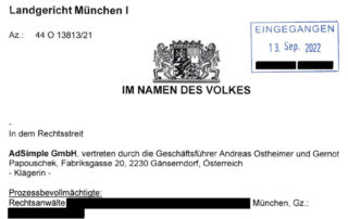 AdSimple gewinnt Rechtsstreit vor deutschem Gericht
