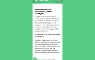Das neue Feature für den AdSimple Consent Manager ist da!